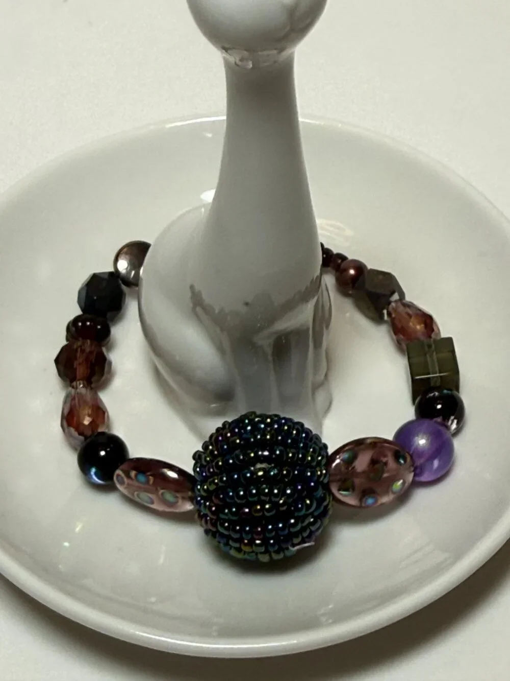 4 Stretchy Handcrafted Beaded Bracelets Purple Featuring Jesse James Beads